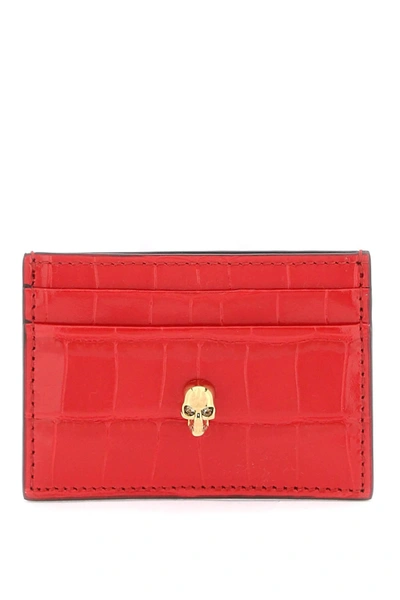 Alexander Mcqueen Skull Card Holder In Green