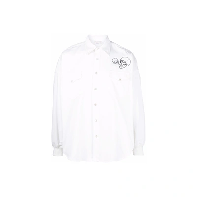 Alexander Mcqueen Skull Embroidered Shirt In White