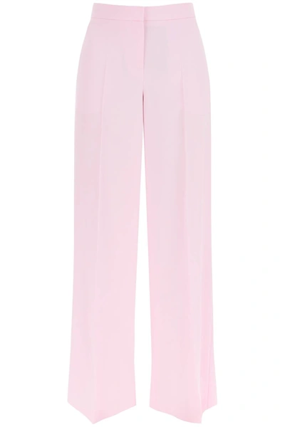 Alexander Mcqueen Wide Leg Trousers In Light Wool In Pink