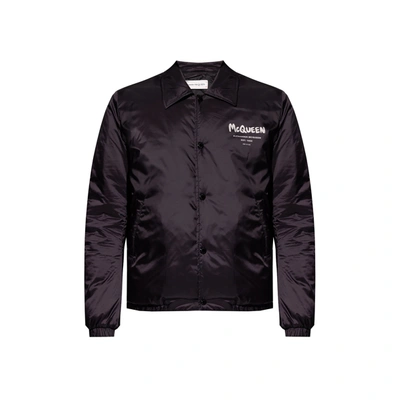 Alexander Mcqueen Windbreaker Logo Jacket In Black