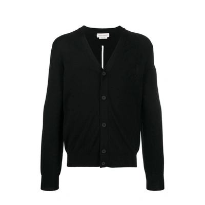 Alexander Mcqueen Wool Knit Cardigan In Black