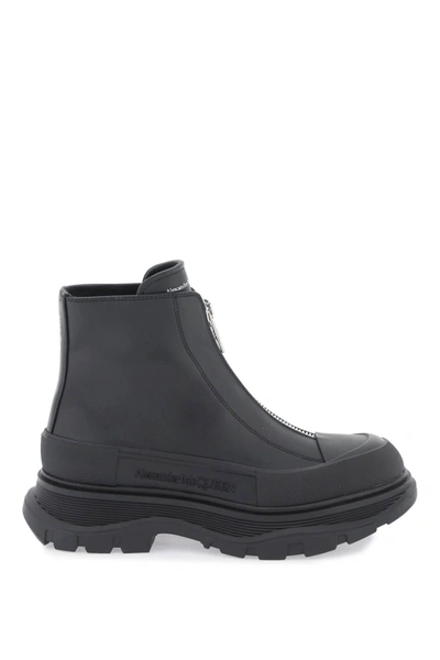 Alexander Mcqueen Zip Tread Slick Ankle Boots Women In Black