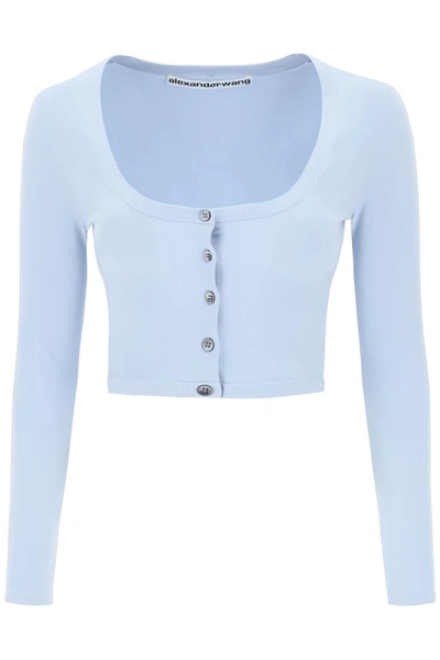 Alexander Wang Ribbed Cropped Top In Blue