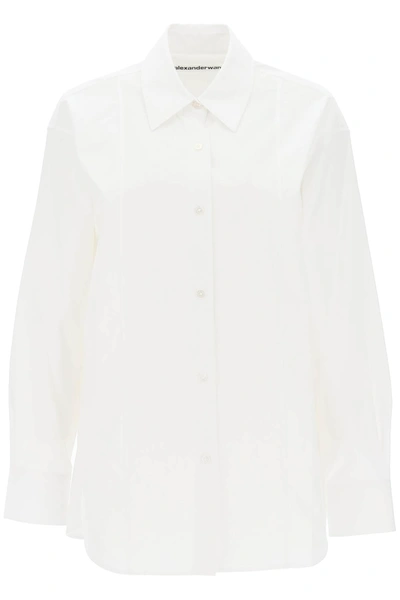 Alexander Wang Poplin Shirt With Rhinestones In White