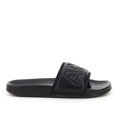 Ambush Quilted Lettering Logo Sliders Man Sandals Black Size 9 Calfskin