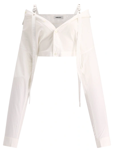 Ambush Off-shoulder Cropped Shirt In White