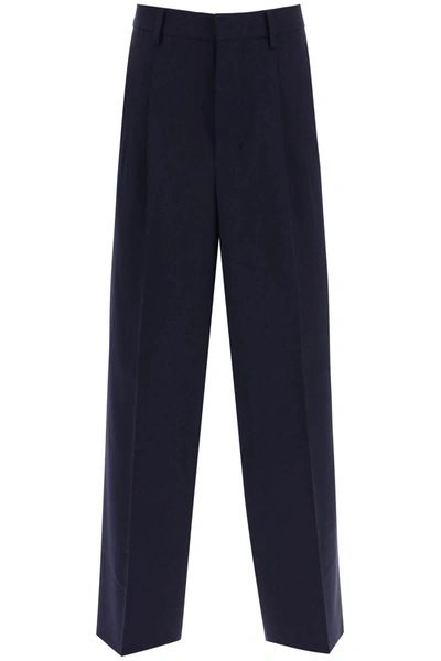 Ami Alexandre Mattiussi Loose Fit Trousers With Straight Cut In Blue