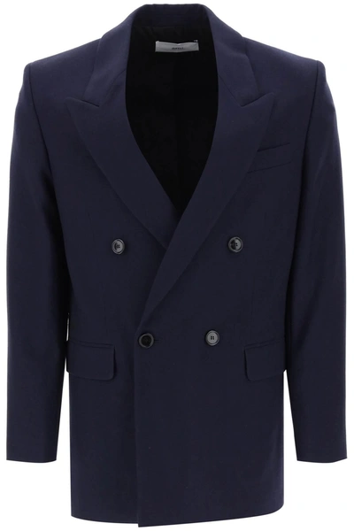 Ami Alexandre Mattiussi Ami Alexandre Matiussi Wool Serge Double Breasted Blazer In Blue