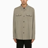 AMI ALEXANDRE MATTIUSSI AMI PARIS SHIRT WITH POCKETS IN TAUPE GREY WOOL