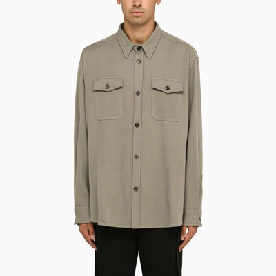 Ami Alexandre Mattiussi Shirt With Pockets In Taupe Grey Wool In Grey