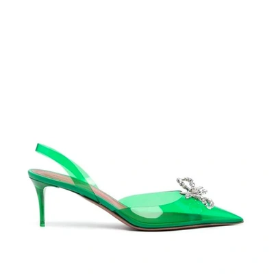 Amina Muaddi Rosie Glass Slingback Pumps In Green