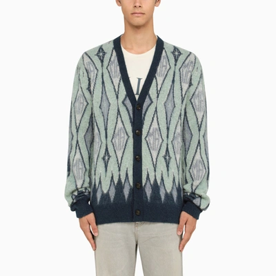 AMIRI AMIRI BLUE ARGYLE CARDIGAN