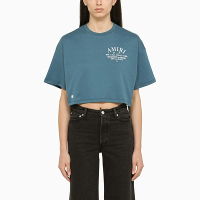 Amiri Cropped Teal Cotton T-shirt In Green