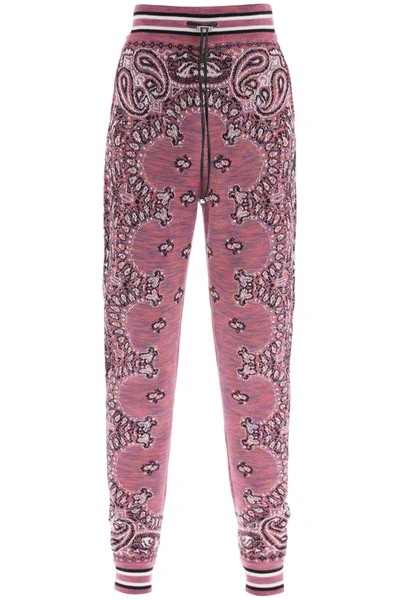 Amiri Embroidered Space-dyed Cotton-jacquard Track Pants In Purple