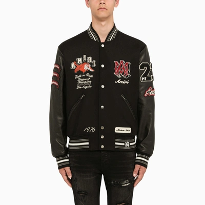 Amiri Logo-patch Varsity Jacket In Black