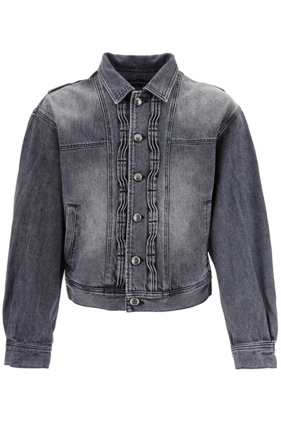 Andersson Bell Denim Jacket With Wavy Details In Grey
