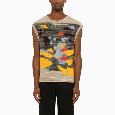 Andersson Bell Crew-neck Vest With Intarsia In Beige