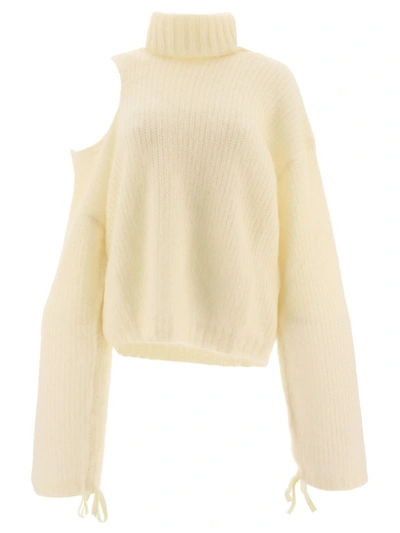 Andreädamo Cut-out Turtleneck Sweater In White