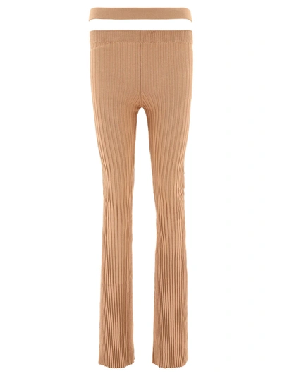 Andreädamo Ribbed Trousers With Cut-out In Brown