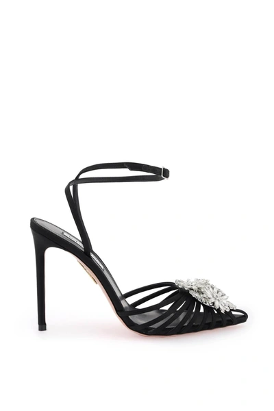 Aquazzura Crystal Margarita 110mm Leather Pumps In Black