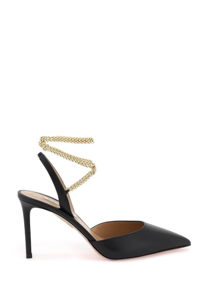Aquazzura Flash Leather Pumps In Black