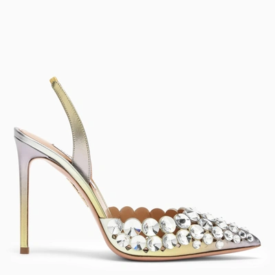 Aquazzura Maxi-tequila Sling 105 Sandal In Metal