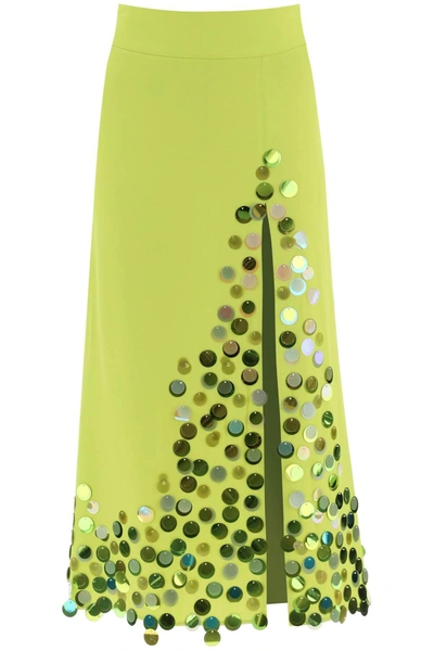 Art Dealer Midi Skirt With Maxi Sequins In Green