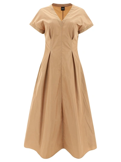 Aspesi A-line Short-sleeve Dress In Beige