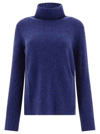 Aspesi Turtleneck With Ribbed Details In Blue