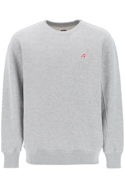 Autry Crew-neck Sweatshirt With Logo Patch In Grey