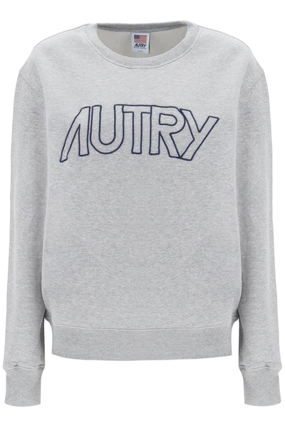 AUTRY AUTRY CREW NECK SWEATSHIRT WITH LOGO EMBROIDERY