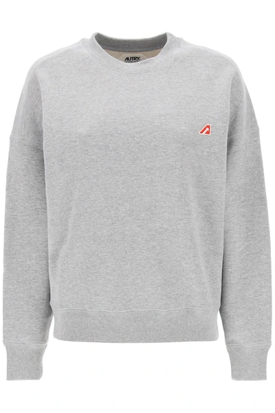 Autry Crew-neck Sweatshirt With Logo Patch In Grey