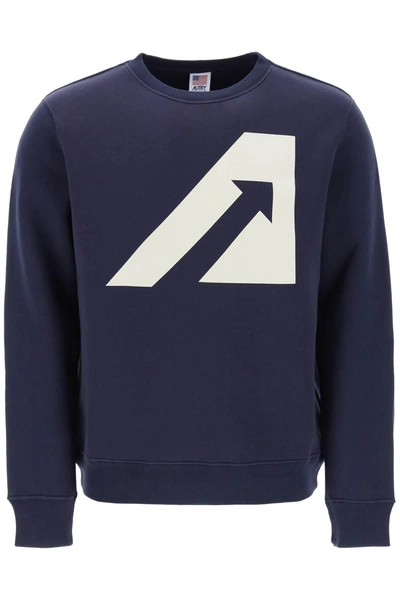 Autry Crew-neck Sweatshirt With Logo Print In Blue