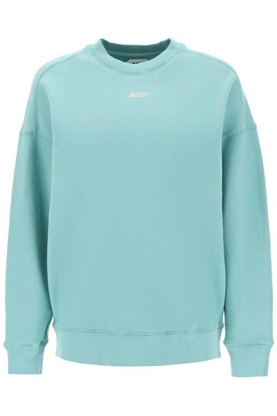 Autry Crew Neck Sweatshirt With Logo Print In Green