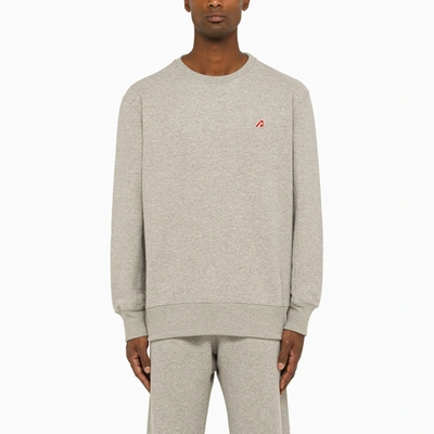 AUTRY AUTRY GREY MELANGE JERSEY CREW NECK SWEATSHIRT