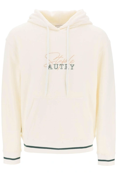Autry Logo-embroidered Drawstring Hoodie In Blanco