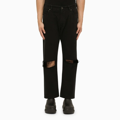 BALENCIAGA BALENCIAGA BLACK CROPPED JEANS WITH WEAR