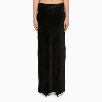 Balenciaga Black Velvet Long Skirt