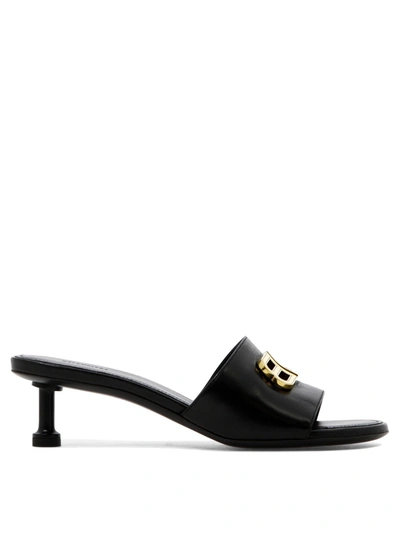 Balenciaga Groupie Bb Croc-effect Leather Sandals In Black