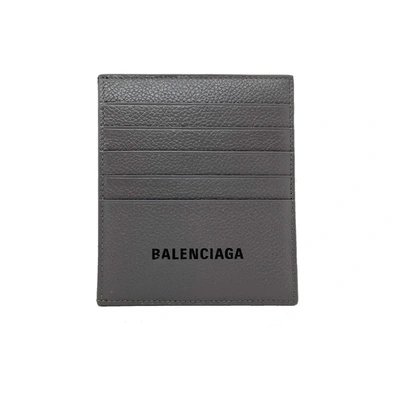 Balenciaga Logo Card Holder In Gray
