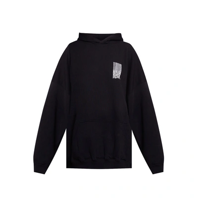 Balenciaga Logo Hooded Sweatshirt In Black