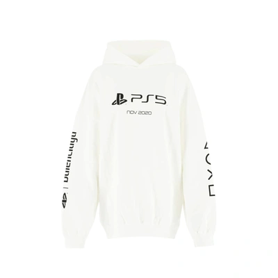 Balenciaga Logo Hooded Sweatshirt In White