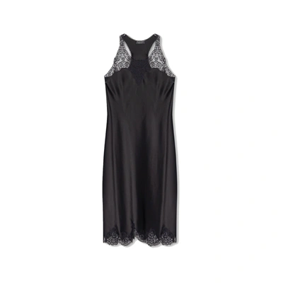 Balenciaga Satin Strappy Midi Dress Women In Black