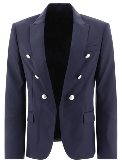 Balmain Button Embellished Tailored Blazer In Blue