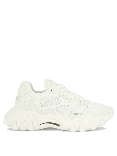 Balmain B-east Sneakers In White Leather And Mesh