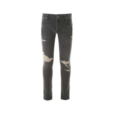 Balmain Cotton Denim Jeans In Gray