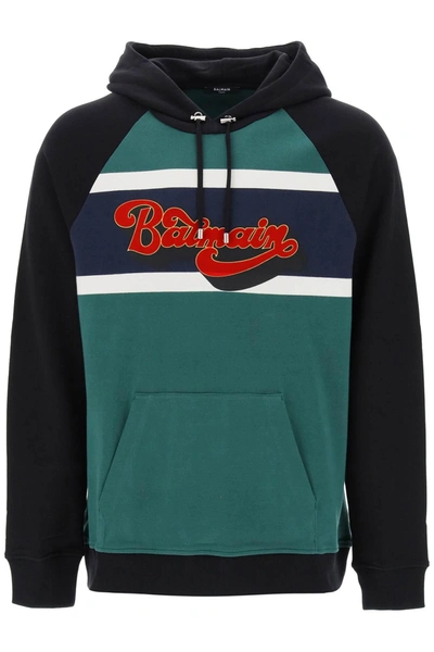 BALMAIN BALMAIN HOODIE WITH 70' FLOCKED PRINT