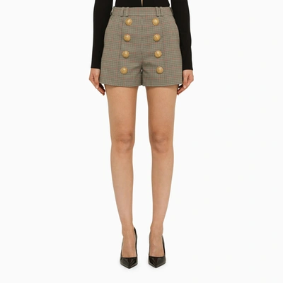 Balmain Shorts In Noir/ivoire/rouge