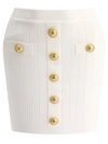 Balmain White Knit Mini Skirt With Buttons