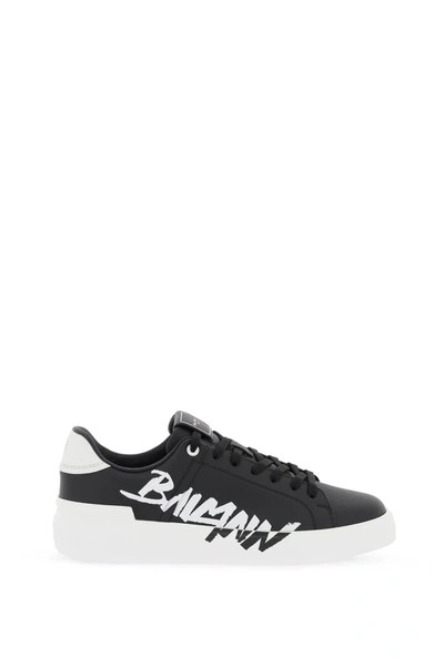 Balmain Rubber Sole Round Toe Low-top Sneakers In Black